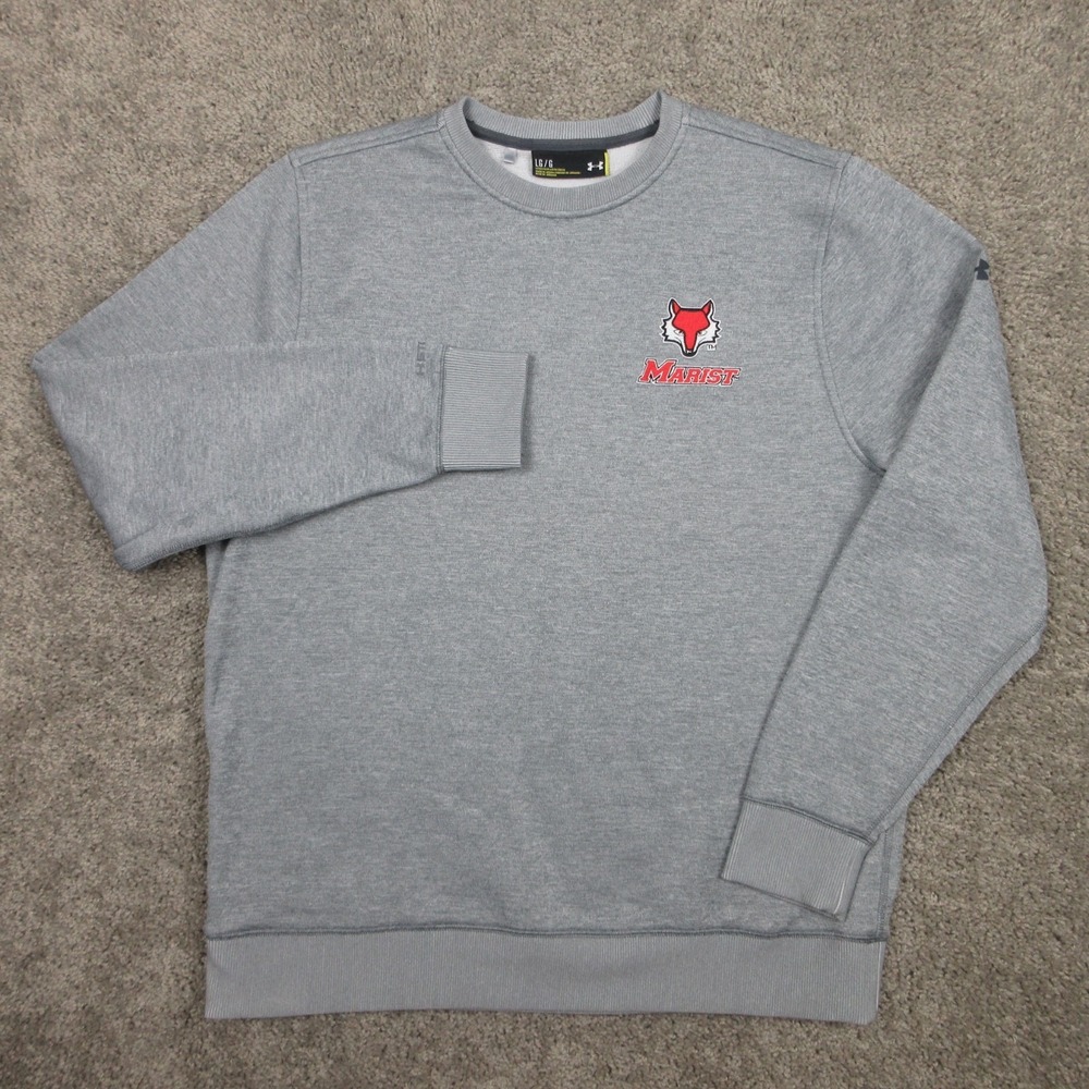 Marist Red Foxes Sweater Mens Large Gray Under‎ Armour Crewneck Sweatshirt Logo